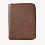A4 Executive Zipped Padfolio in Tobacco Pebble from Aspinal of London