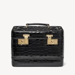 Vanity Case in Deep Shine Black Croc from Aspinal of London
