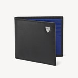 8 Card Billfold Wallet in Smooth Black & Caspian Blue from Aspinal of London