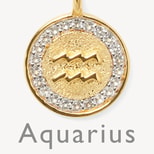 Aquarius Zodiac Pendant Necklace in 18ct Gold Vermeil from Aspinal of London