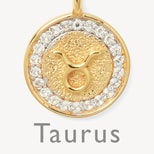 Taurus Zodiac Pendant Necklace in 18ct Gold Vermeil from Aspinal of London