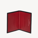 Double Fold Credit Card Holder in Smooth Black & Ruby Red from Aspinal of London