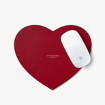 Heart Mouse Mat in Cherry Red Soft Saffiano from Aspinal of London