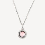 Gemstone Pendant Necklace in Rose Quartz & Sterling Silver 925 from Aspinal of London