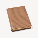 A5 Refillable Luxury Journal in Deep Shine Caramel Small Croc from Aspinal of London