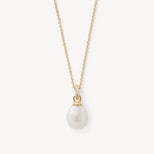 Diamond & Pearl Pendant Necklace in 14ct Gold from Aspinal of London