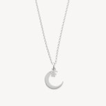 Crescent Moon & Star Pendant Necklace in Sterling Silver 925 from Aspinal of London