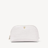 Classic Makeup Case in Deep Shine Chalk White Small Croc from Aspinal of London