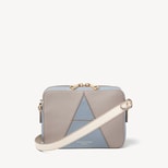 Camera Crossbody in Sky Blue, Grey & White Pebble from Aspinal of London