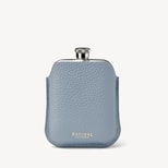 5oz Hip Flask with Leather Pouch in Sky Blue Pebble from Aspinal of London