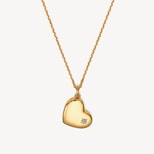 Star Set Heart Locket Necklace in 18ct Gold Vermeil from Aspinal of London