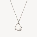 Star Set Heart Locket Necklace in Sterling Silver from Aspinal of London