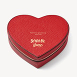 "Be With Me Always" Large Heart Jewellery Case in Cardinal Red Pebble from Aspinal of London