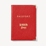 "Be With Me Always" Passport Cover in Cardinal Red Pebble from Aspinal of London