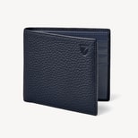 8 Card Billfold Wallet in Navy Pebble from Aspinal of London