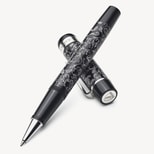Luxury Engraved Pen in Black Acrylic & Sterling Silver from Aspinal of London