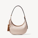 Soho Small Crescent in Beach Stone Premium Pebble & Smooth Tan from Aspinal of London