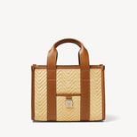Mini Henley Tote in Natural Chevron Raffia & Smooth Tan from Aspinal of London