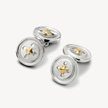 Sterling Silver & Gold Plated Double Buttons Cufflinks from Aspinal of London