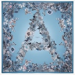 Ombre 'A' Floral Silk Scarf in Sky Blue Pure Silk from Aspinal of London