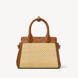 Savannah Mini in Natural Chevron Raffia & Smooth Tan from Aspinal of London
