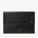 16-inch Classic Laptop Case in Black Pebble from Aspinal of London