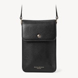 Duo Phone Crossbody Pouch in Black Pebble from Aspinal of London
