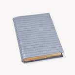 A5 Refillable Luxury Journal in Deep Shine Sky Blue Small Croc from Aspinal of London