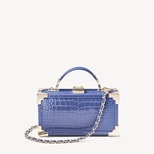 Trinket Box in Bluebell Patent Croc from Aspinal of London