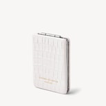 Handbag Mirror in Deep Shine Chalk White Small Croc from Aspinal of London