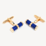 Double Barrel Lapis Lazulite Cufflinks in 9ct Gold from Aspinal of London