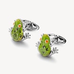 Sterling Silver & Enamel Frog Cufflinks from Aspinal of London