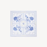 Pure Silk Pocket Square in Sky Blue Toile De Jouy from Aspinal of London