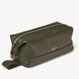 Men's Leather Wash Bag in Evergreen Pebble from Aspinal of London