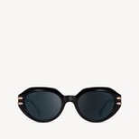 Amelia Oval Sunglasses in Black from Aspinal of London