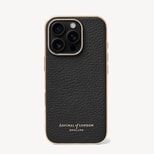 iPhone 16 Pro Case in Black Pebble & Gold Edge from Aspinal of London