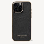 iPhone 16 Pro Max Case in Black Pebble & Gold Edge from Aspinal of London