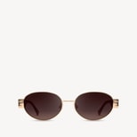Poppy Oval Sunglasses in Light Gold Stainless Steel from Aspinal of London
