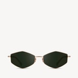 Sophia Hexagonal Sunglasses in Light Gold Stainless Steel from Aspinal of London