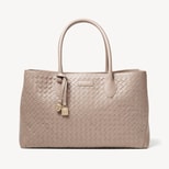 London Tote in Moleskin Woven Leather with Engravable Charm from Aspinal of London