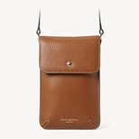 Duo Phone Crossbody Pouch in Tan Pebble from Aspinal of London