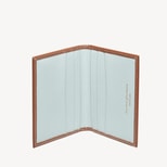 Double Fold Credit Card Holder in Smooth Tan & Sky Blue from Aspinal of London