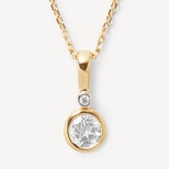 Diamond Pendant Necklace with White Sapphire in 14ct Gold from Aspinal of London