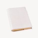 A5 Refillable Luxury Journal in Deep Shine Chalk White Small Croc from Aspinal of London