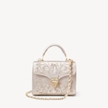 Mini Mayfair® in Birdsong Hand Embroidery on Ivory Satin from Aspinal of London