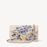Mayfair® Clutch in English Garden Sky Blue Hand Embroidery on Canvas Raffia from Aspinal of London