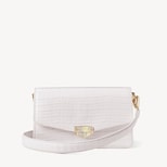 Eliza Clutch in Deep Shine Chalk White Small Croc from Aspinal of London