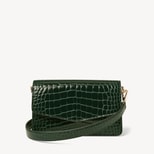 Eliza Clutch in Evergreen Patent Croc from Aspinal of London
