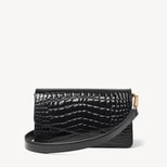 Eliza Clutch in Black Patent Croc from Aspinal of London