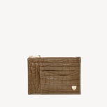 Double Sided Zipped Card & Coin Holder in Mouse Patent Croc from Aspinal of London